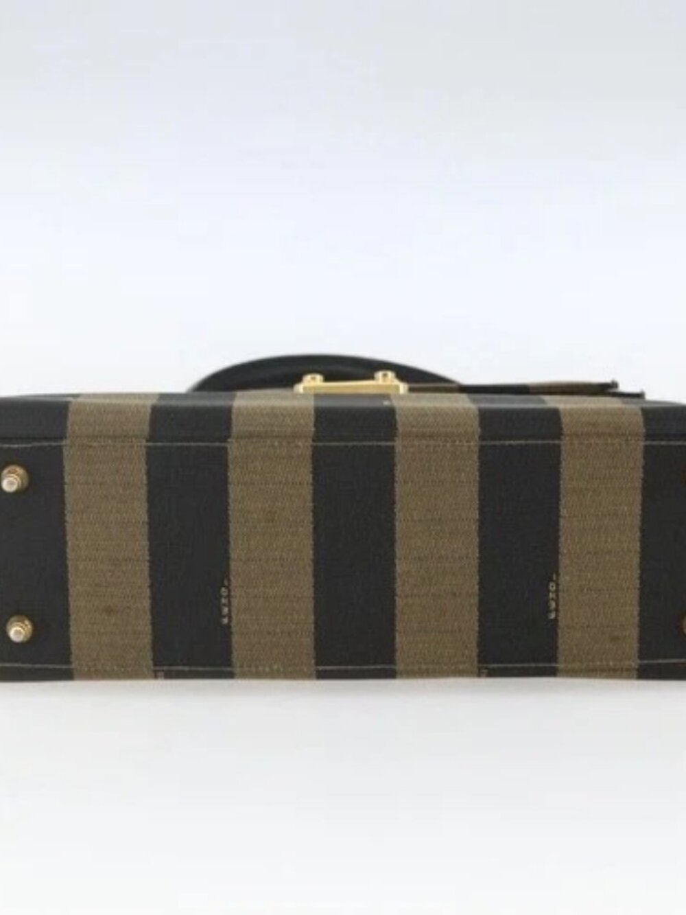 FENDI Pecan Canvas Hand Bag Black Brown gold Auth 165003 - Picture 5 of 16